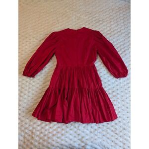 INA‎ [tina] Red Tiered Dress Long Sleeve Cotton Casual Dress Size S